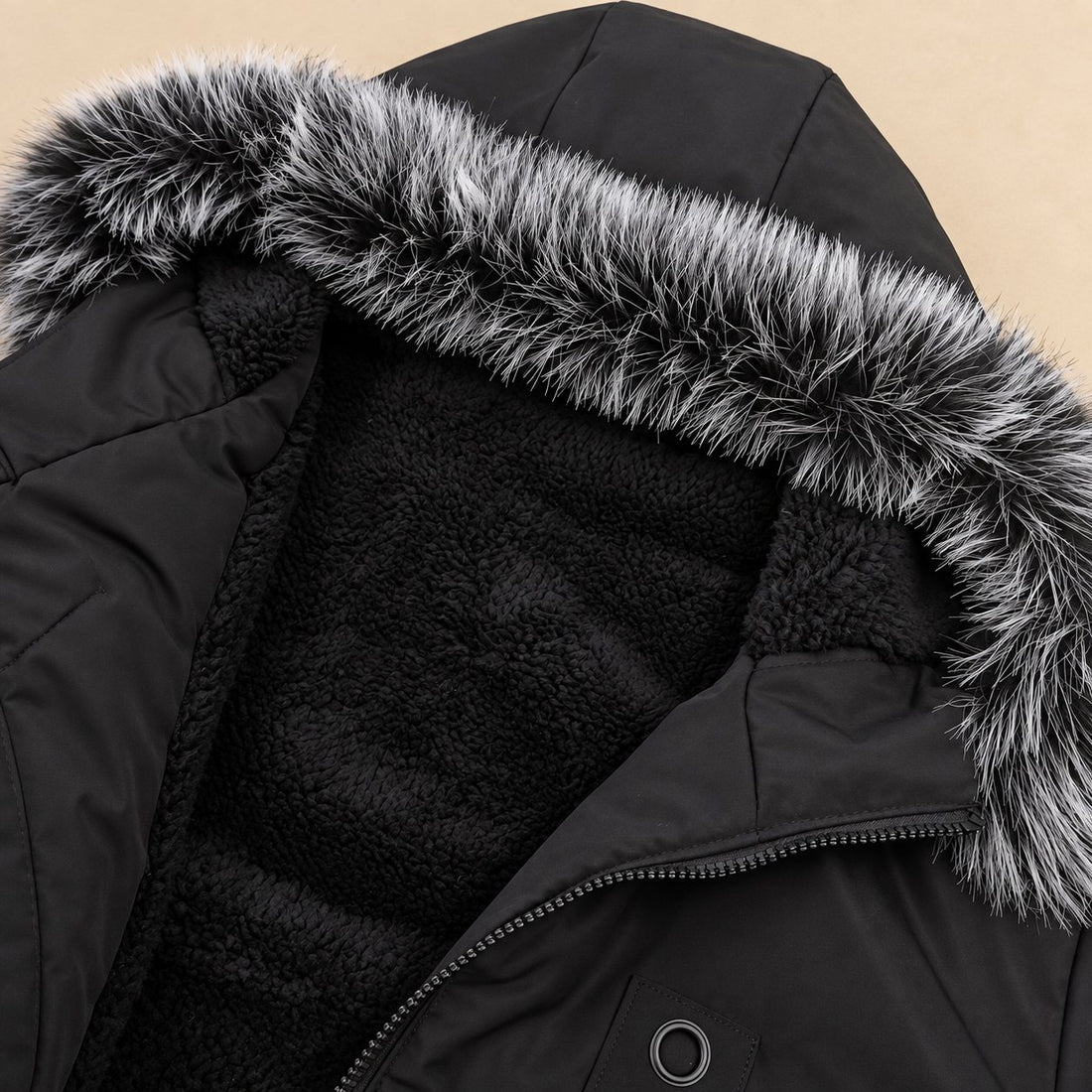 Parka męska z kapturem i podszewką polarową