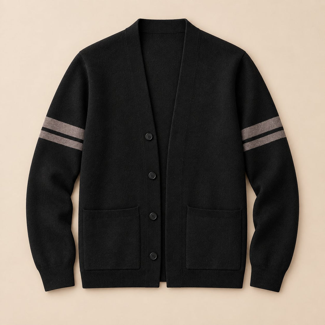 Kardigan męski w stylu varsity z paskami na rękawach