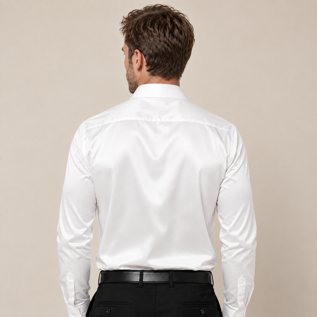 Koszula męska smart casual z satynowym połyskiem i kołnierzem włoskim