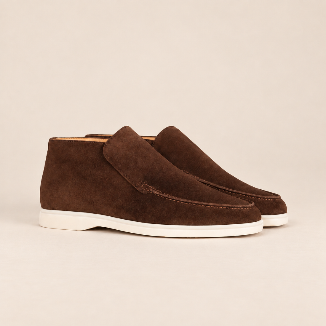 Buty męskie za kostkę wsuwane z imitacji zamszu