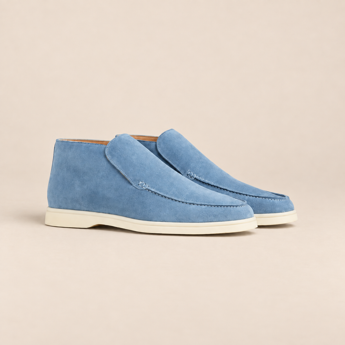 Buty męskie za kostkę wsuwane z imitacji zamszu