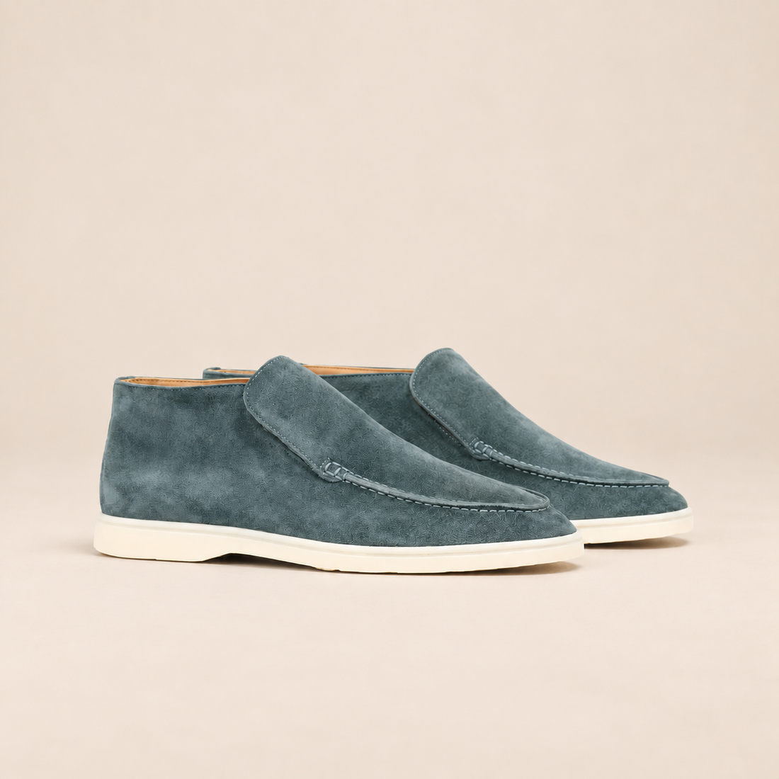 Buty męskie za kostkę wsuwane z imitacji zamszu