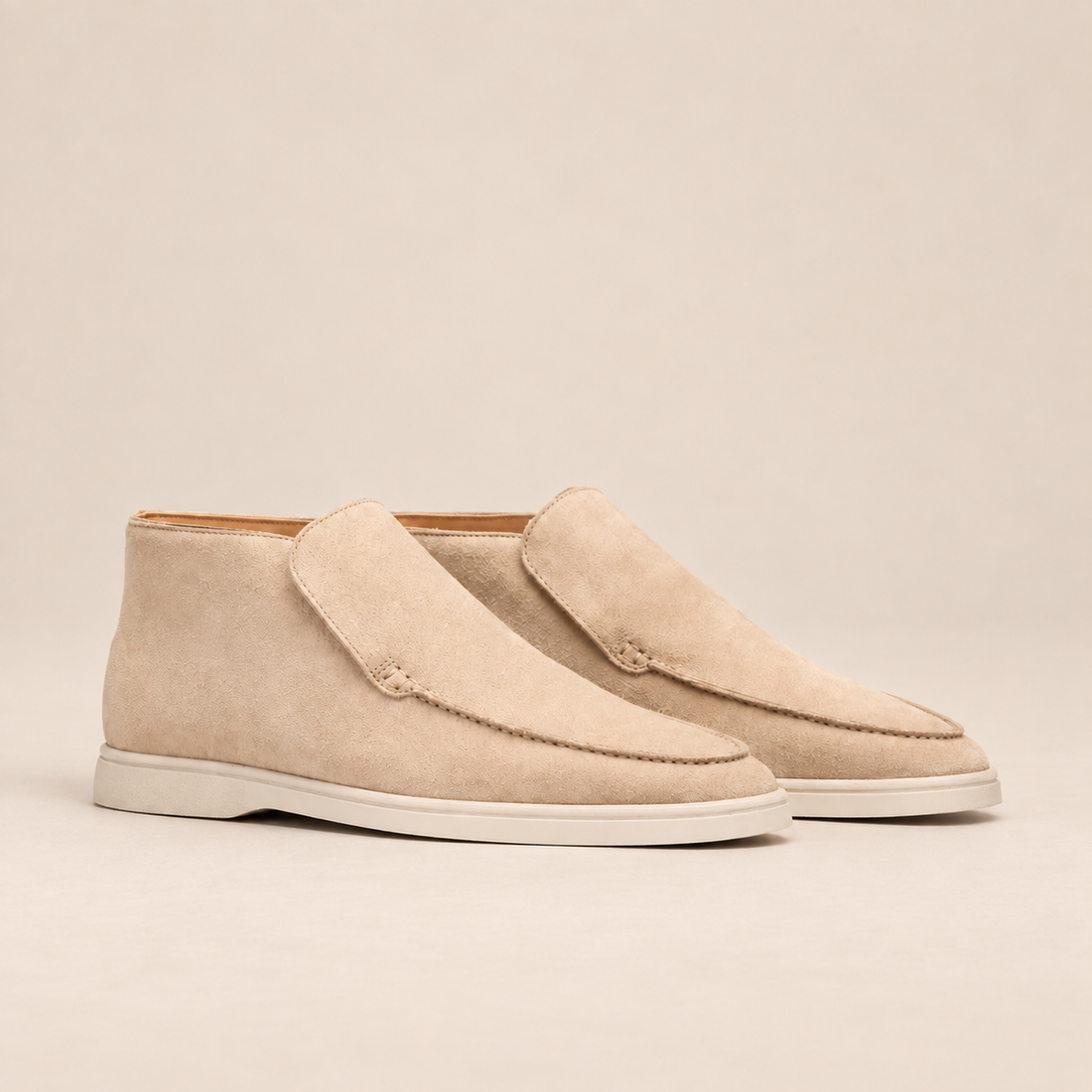 Buty męskie za kostkę wsuwane z imitacji zamszu