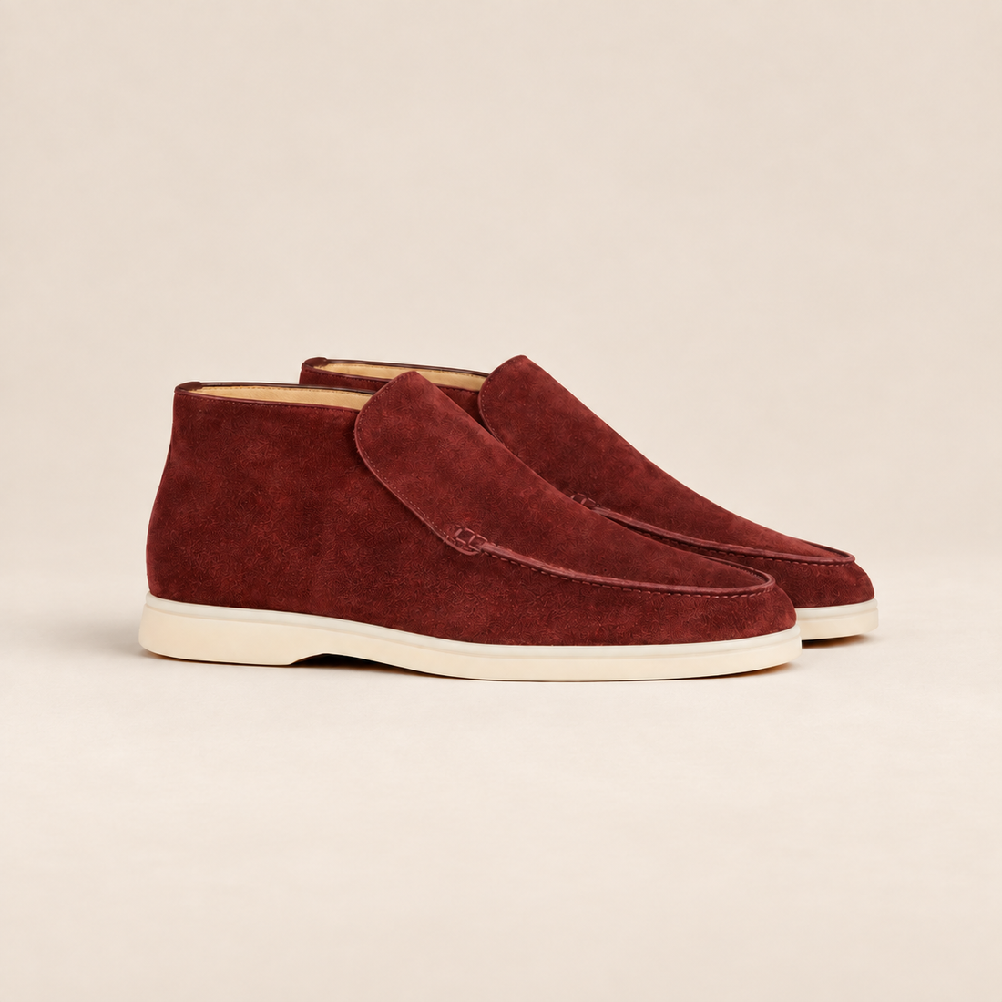 Buty męskie za kostkę wsuwane z imitacji zamszu