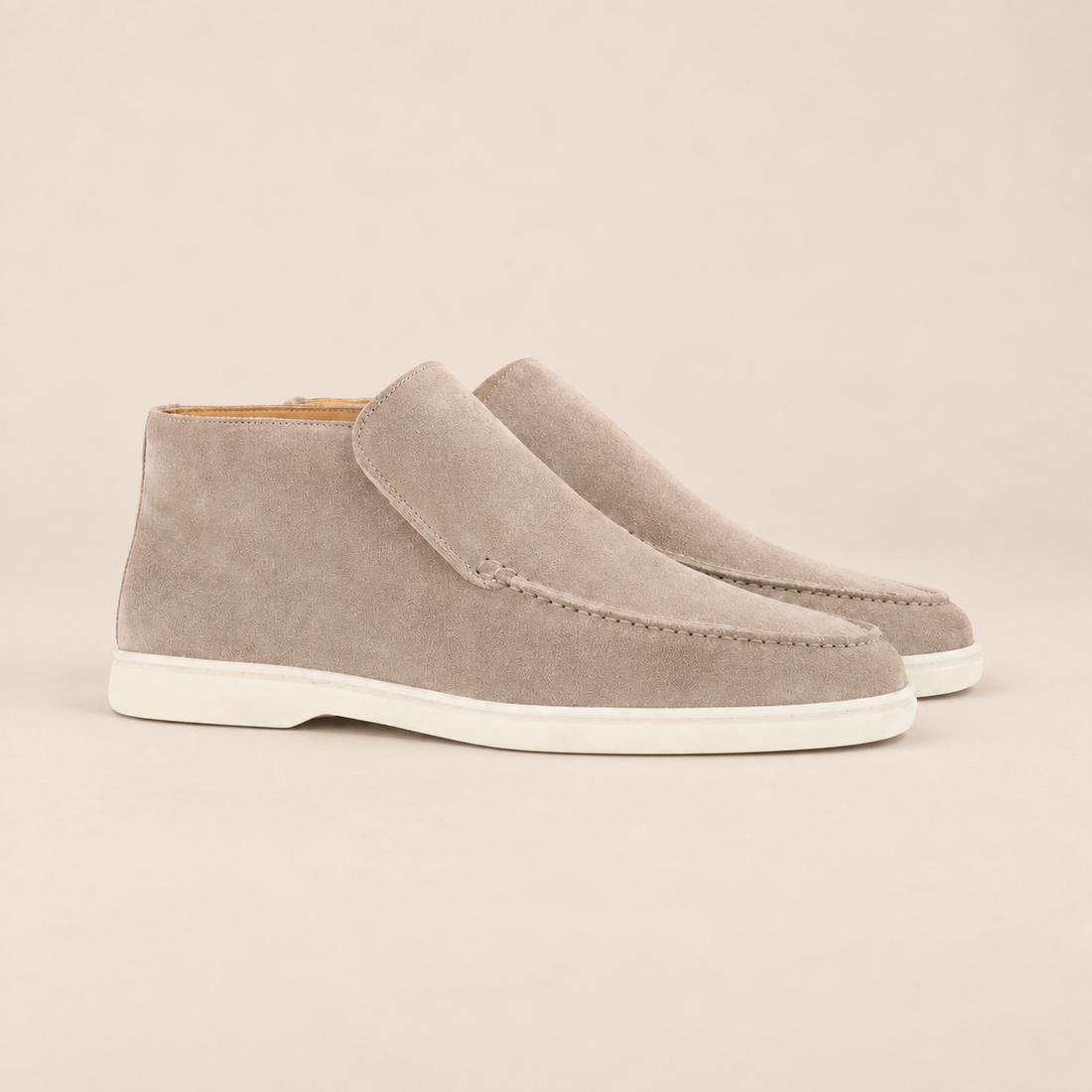 Buty męskie za kostkę wsuwane z imitacji zamszu