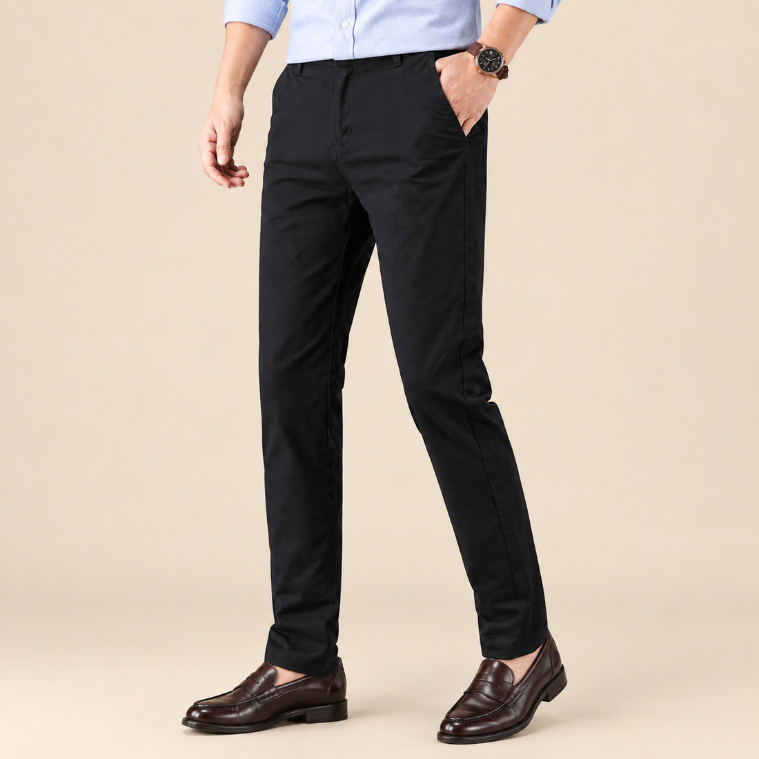 Spodnie męskie do pracy slim fit z prostą nogawką