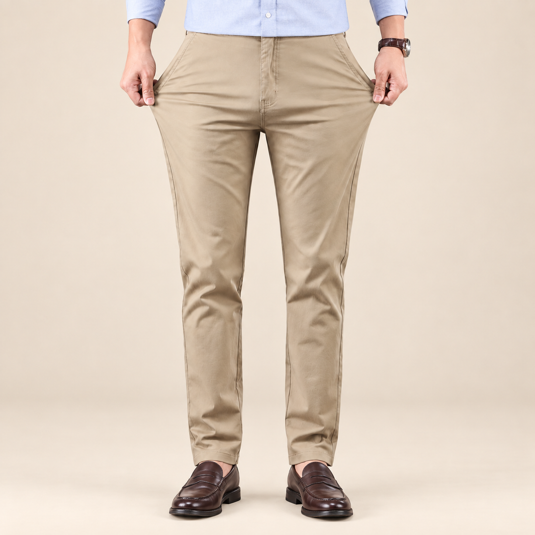 Spodnie męskie do pracy slim fit z prostą nogawką