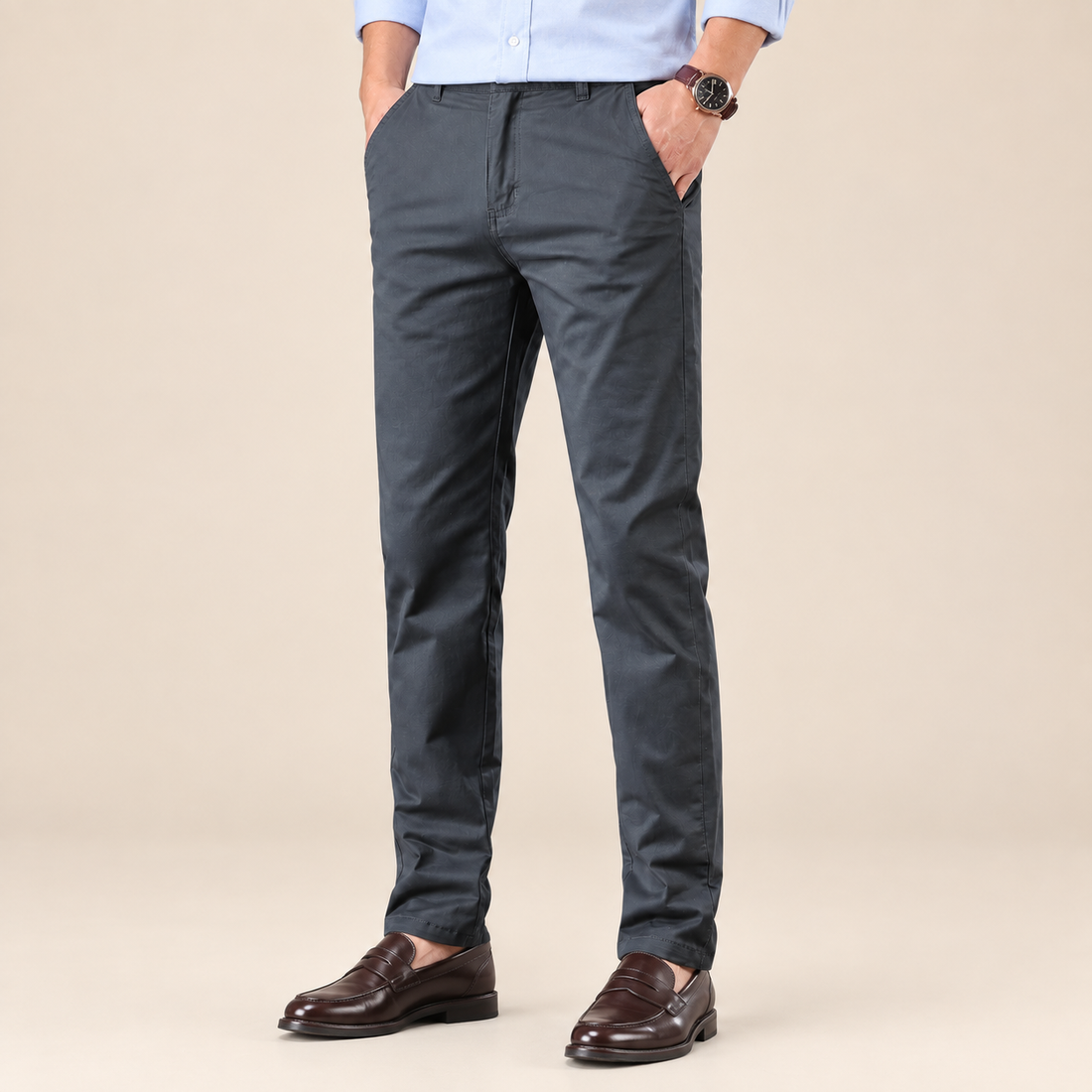 Spodnie męskie do pracy slim fit z prostą nogawką