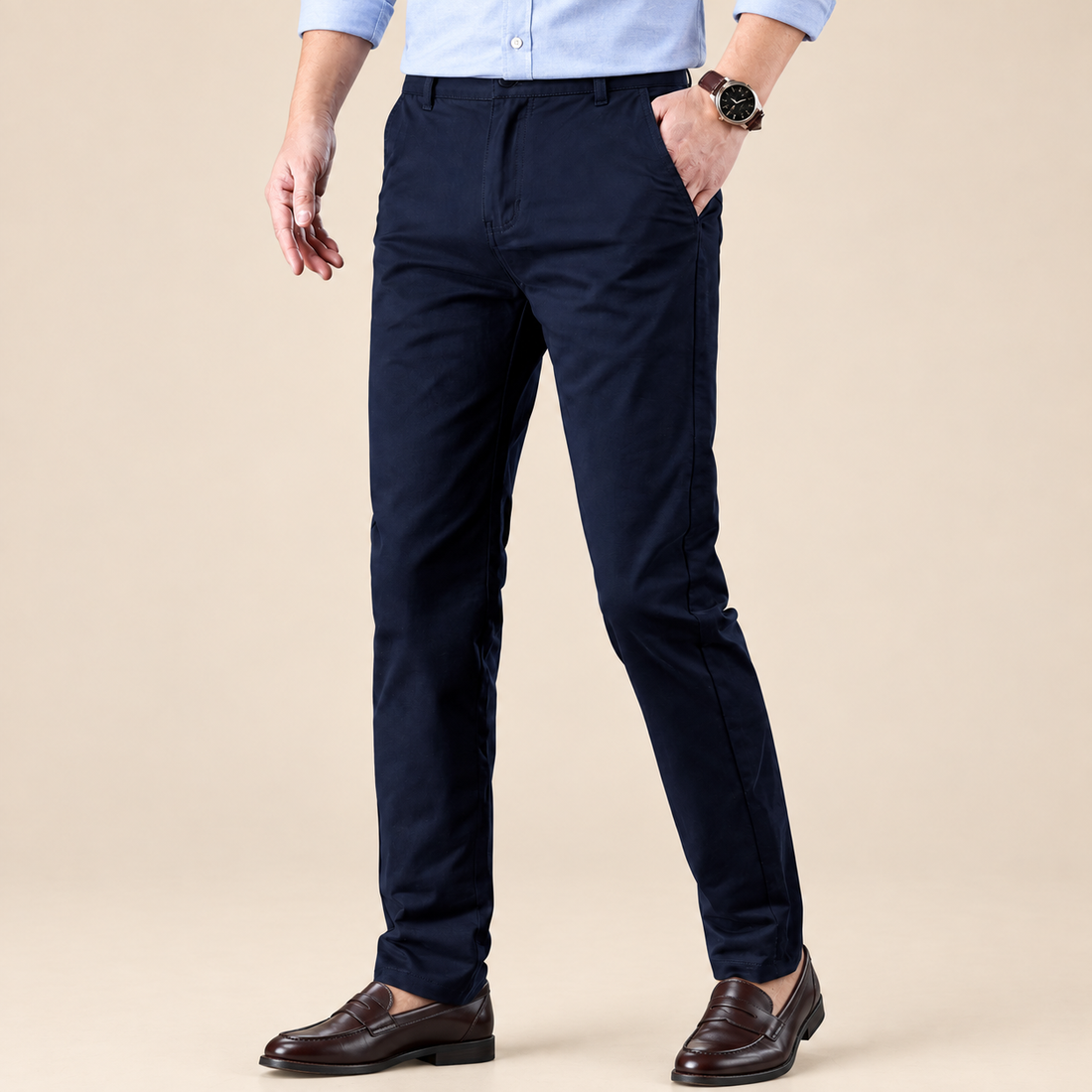 Spodnie męskie do pracy slim fit z prostą nogawką