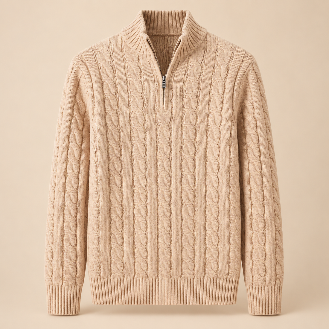 Sweter męski w warkocze na zamek z mieszanki bawełny