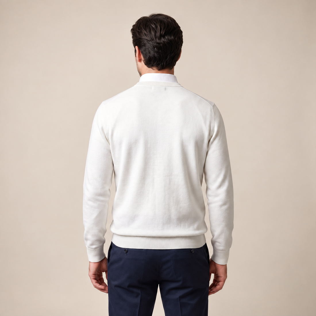 Sweter męski z cienkiej dzianiny z okrągłym dekoltem