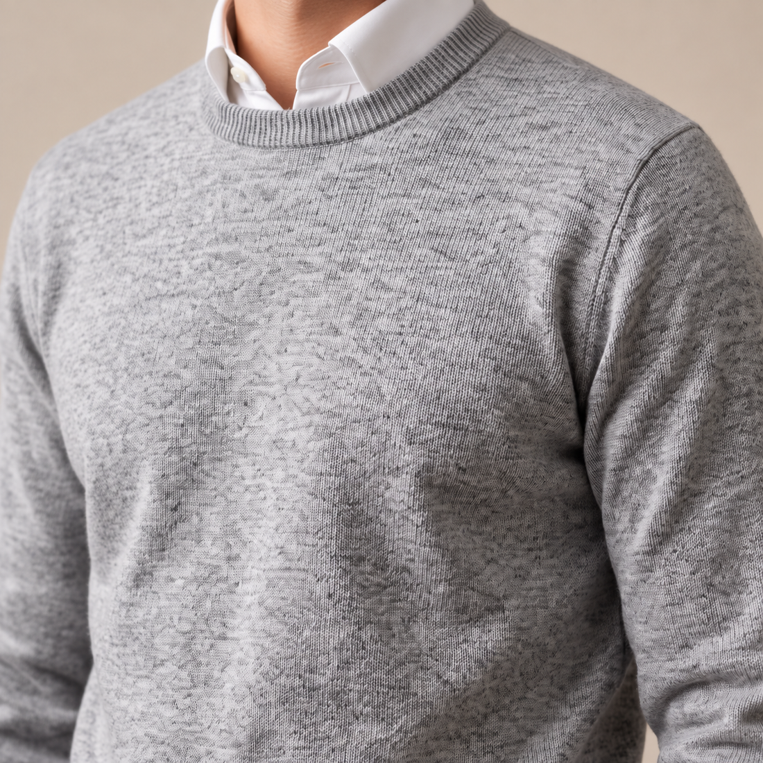 Sweter męski z cienkiej dzianiny z okrągłym dekoltem