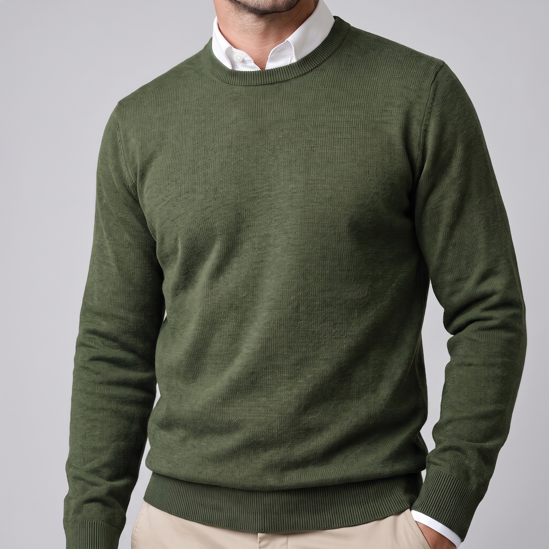 Sweter męski z cienkiej dzianiny z okrągłym dekoltem