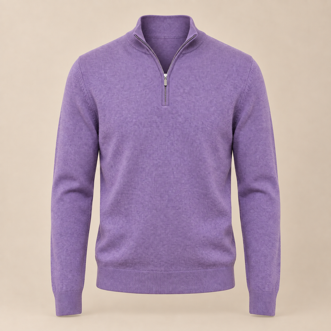 Sweter męski z dzianiny z krótkim zamkiem