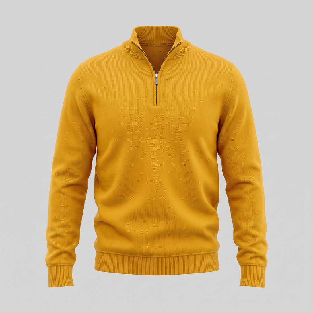 Sweter męski z dzianiny z krótkim zamkiem