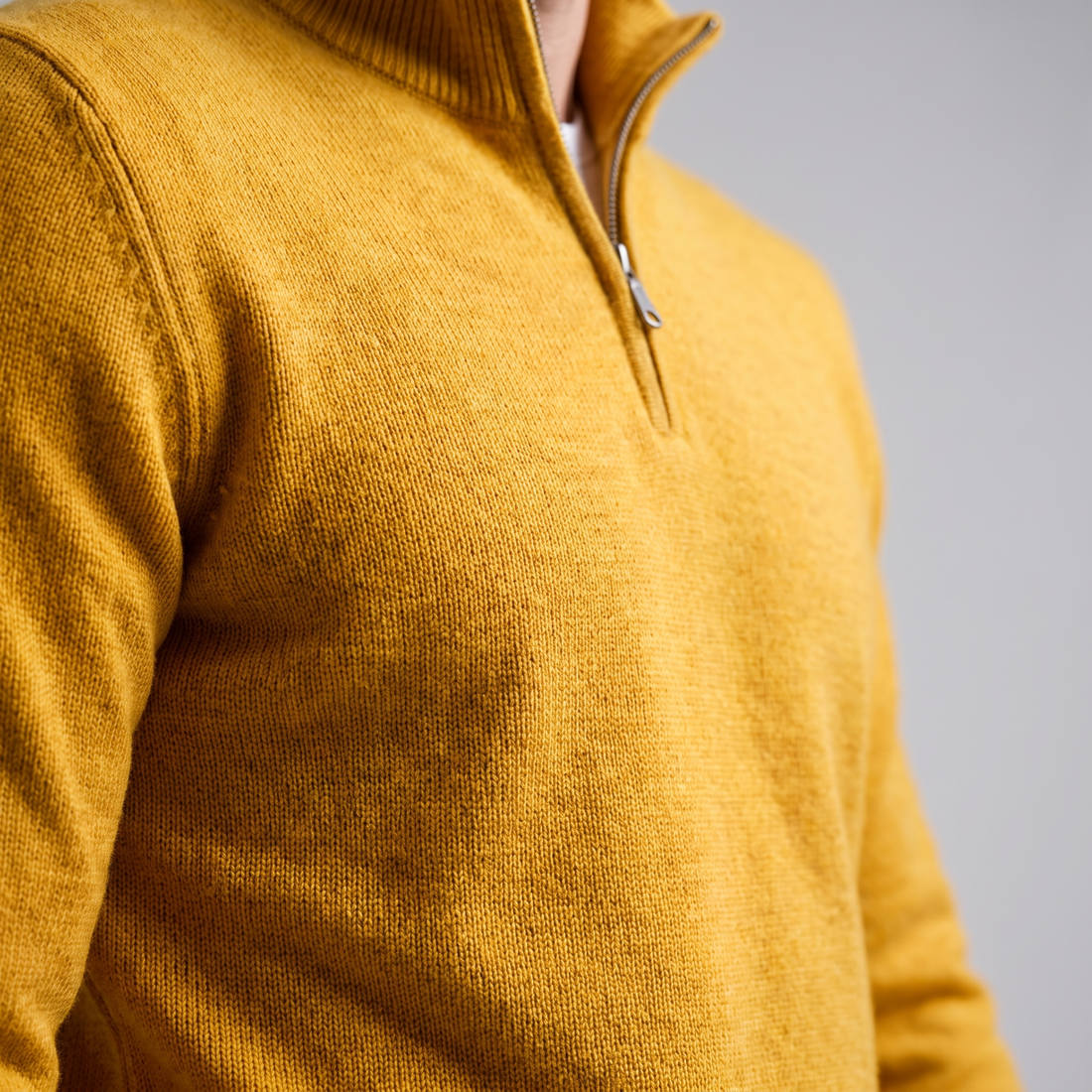 Sweter męski z dzianiny z krótkim zamkiem