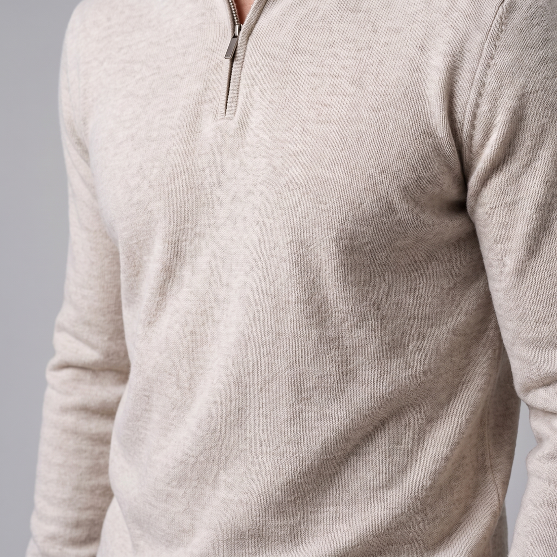 Sweter męski z dzianiny z krótkim zamkiem