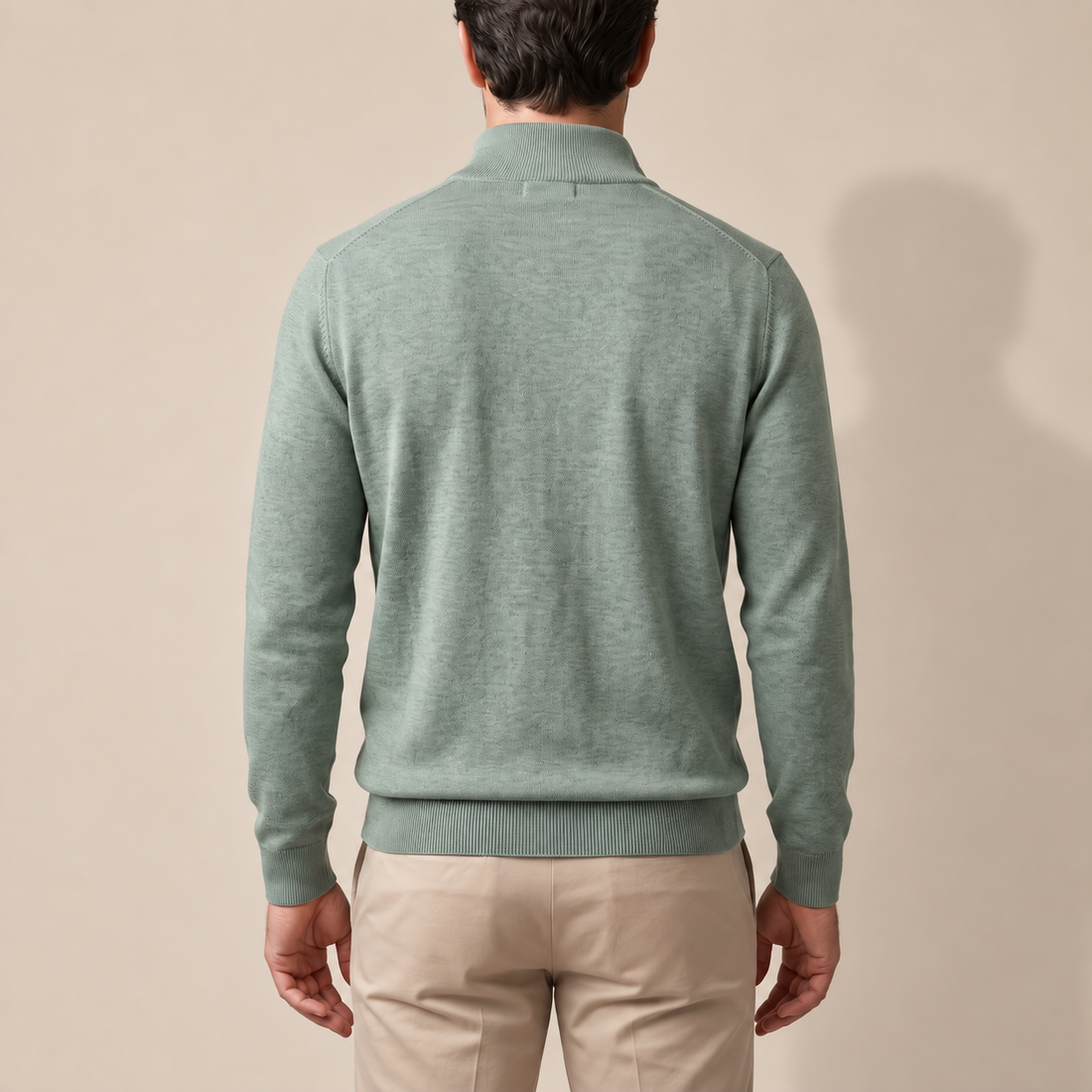 Sweter męski z dzianiny z krótkim zamkiem