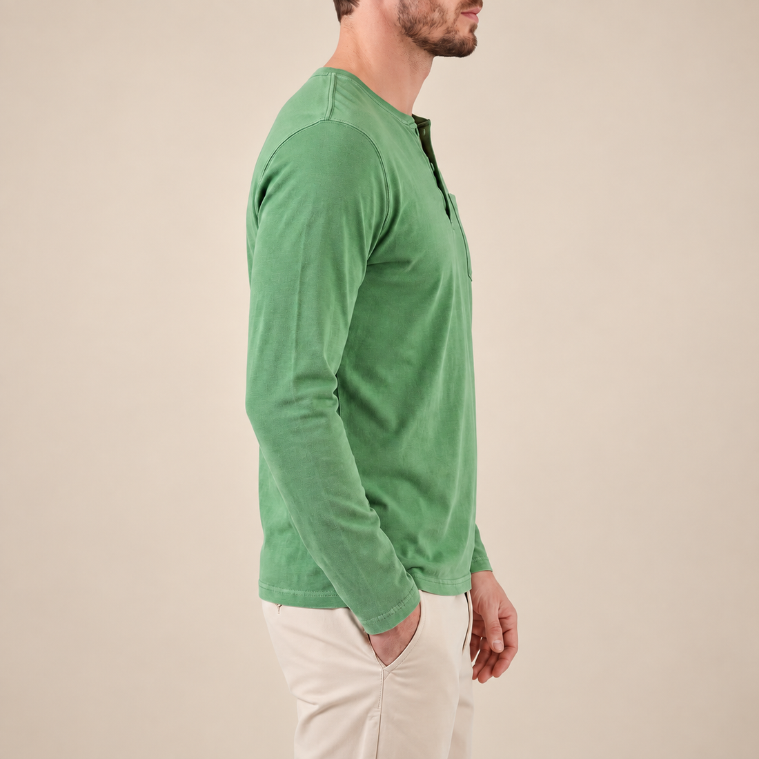 Koszulka henley męska z długim rękawem
