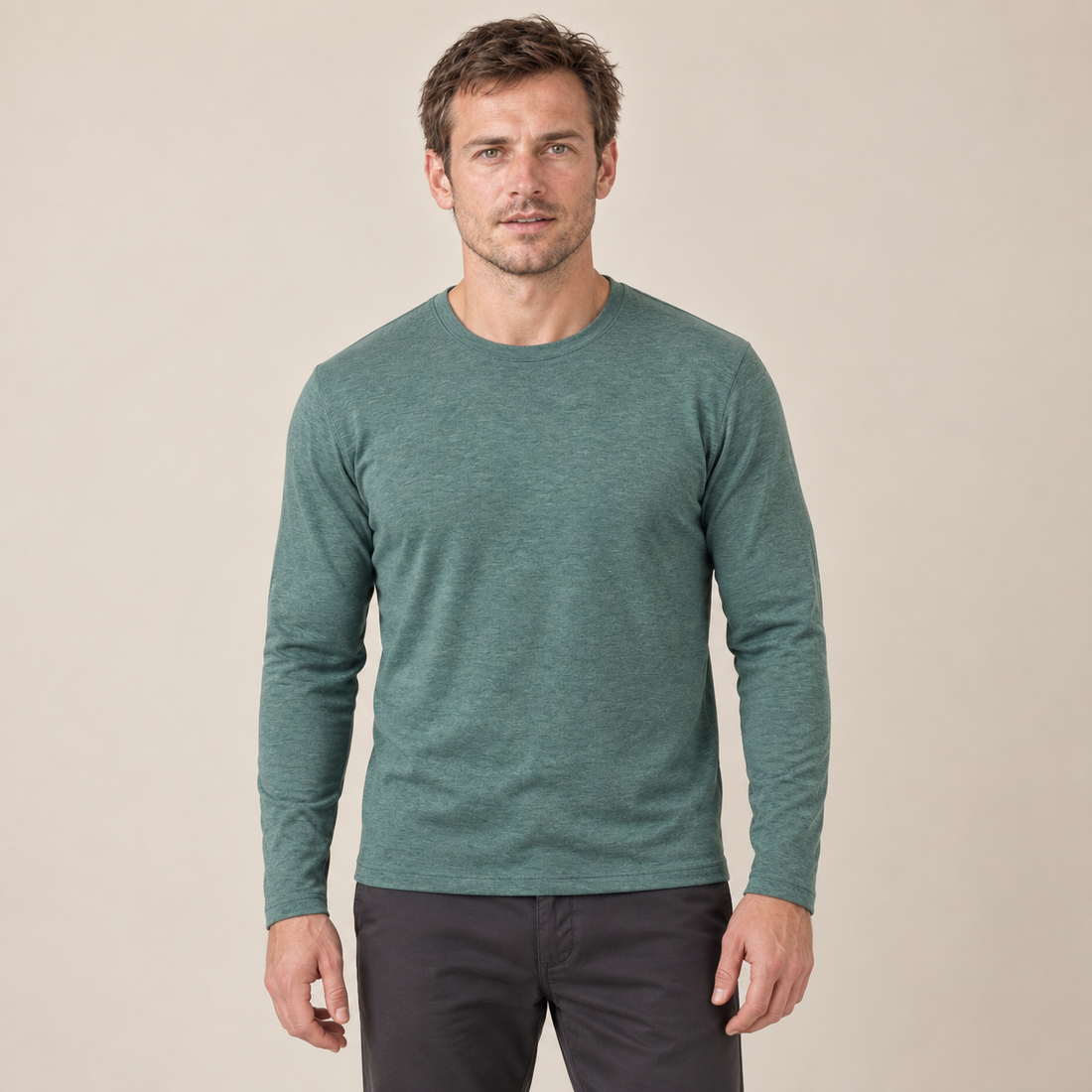 Sweter męski z okrągłym dekoltem i długim rękawem