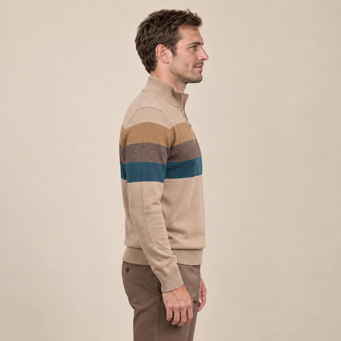 Sweter męski z krótkim zamkiem