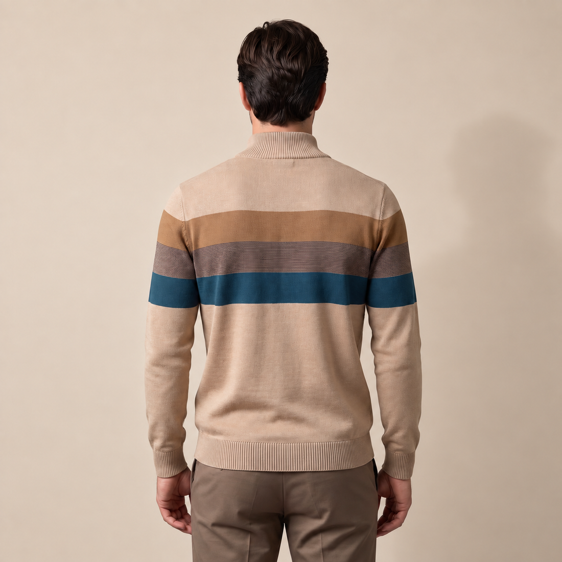 Sweter męski z krótkim zamkiem