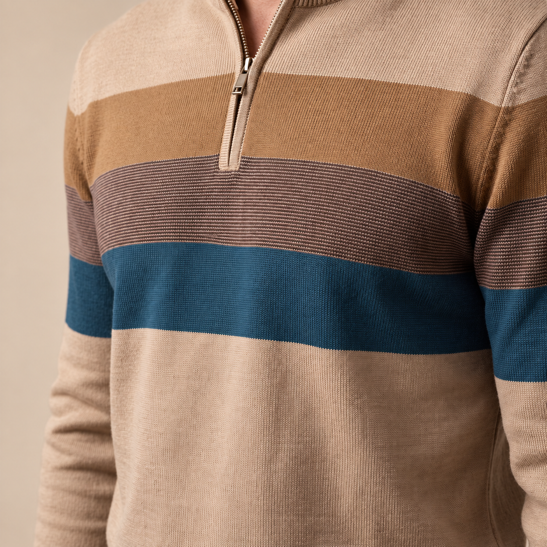 Sweter męski z krótkim zamkiem