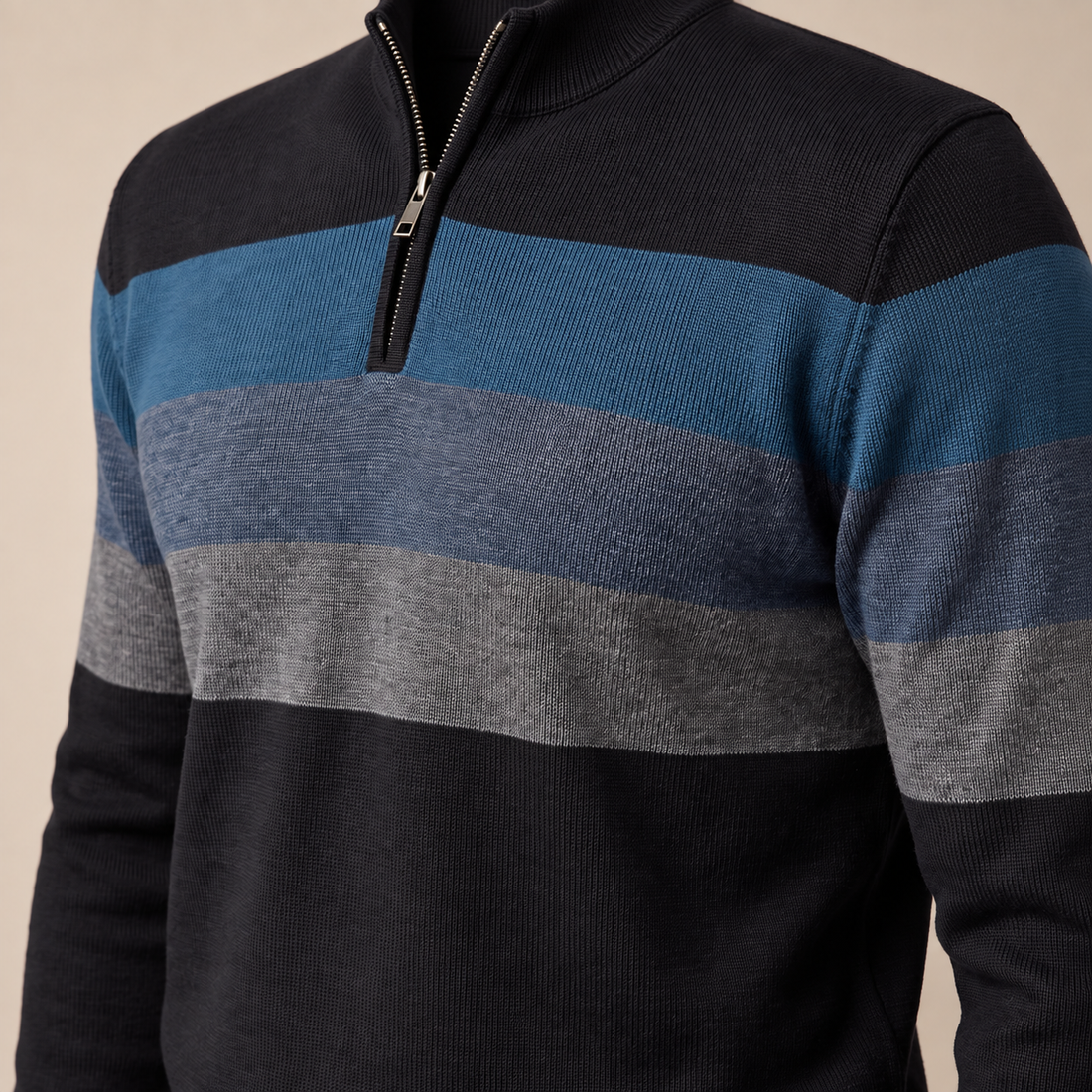 Sweter męski z krótkim zamkiem