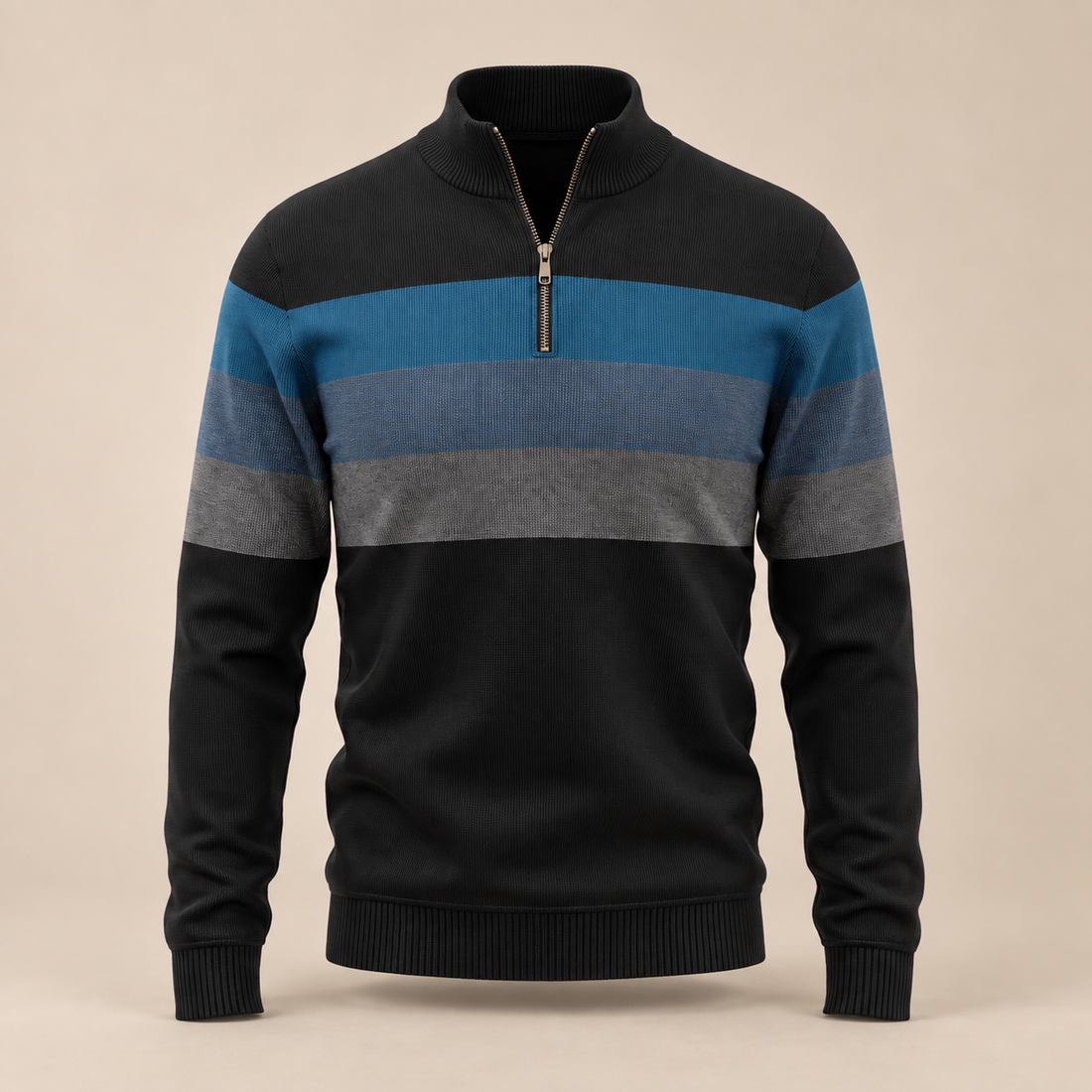 Sweter męski z krótkim zamkiem