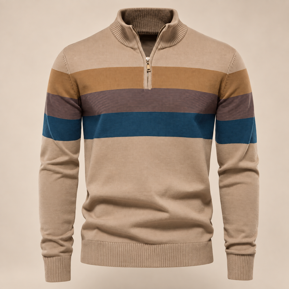 Sweter męski z krótkim zamkiem