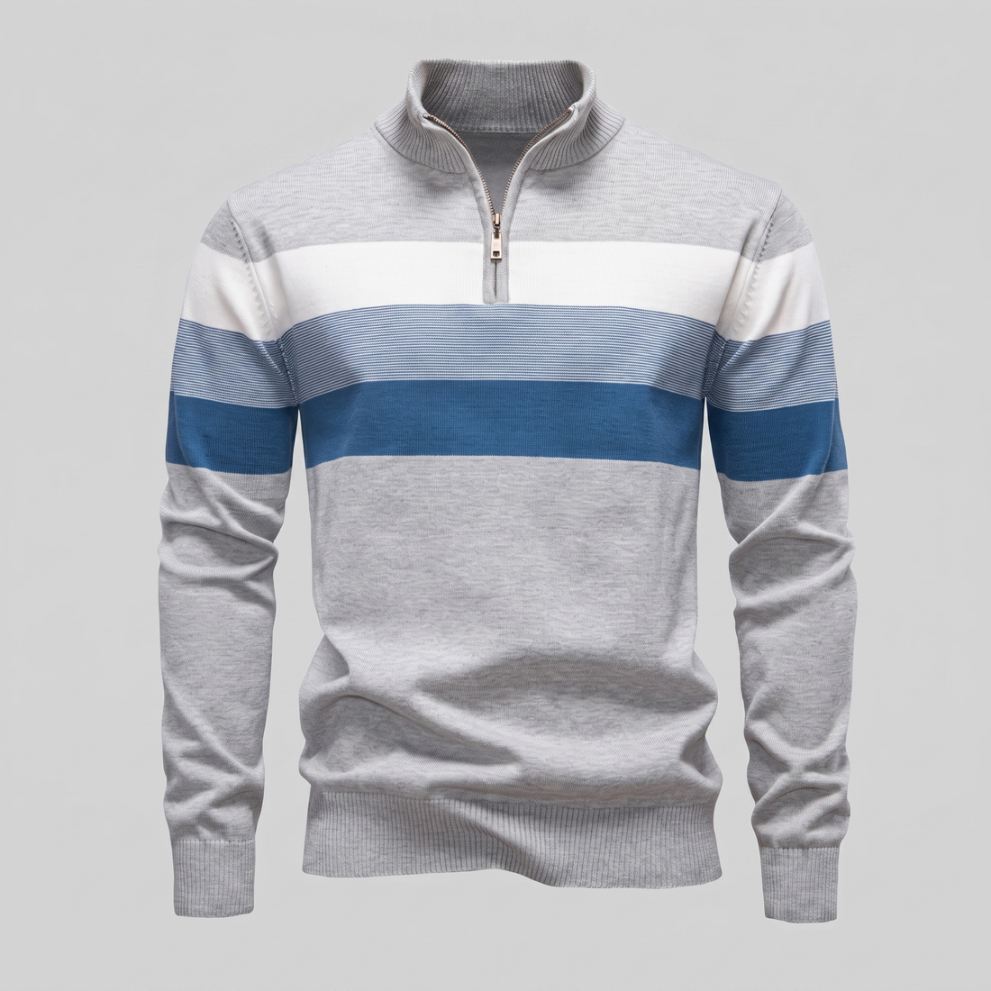 Sweter męski z krótkim zamkiem