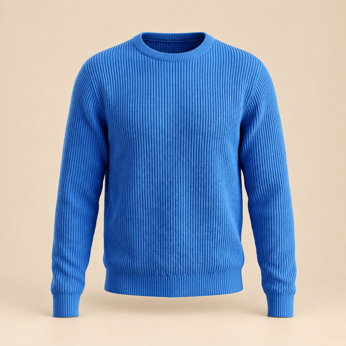 Sweter męski bawełniany prążkowany z okrągłym dekoltem