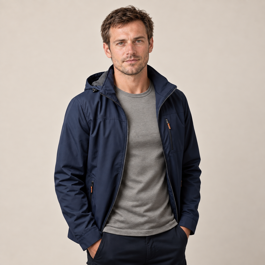 Lekka kurtka softshell męska z kapturem na wiosnę