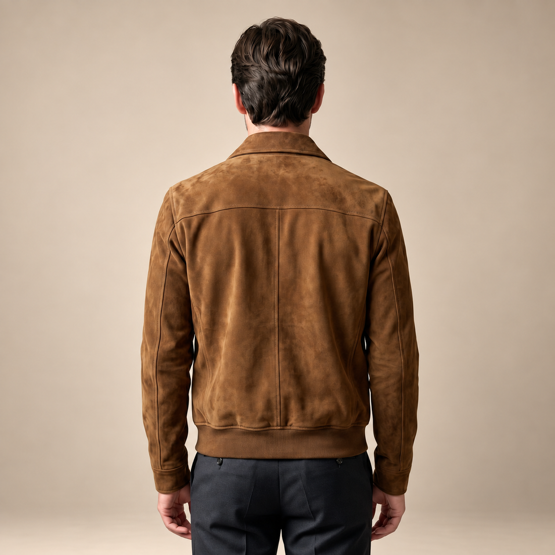 Zamszowa kurtka męska Harrington typu bomber