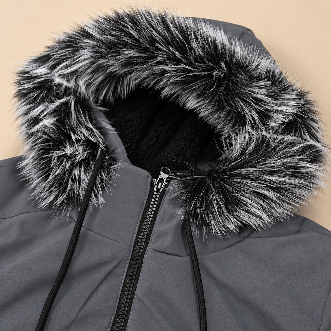 Parka męska z kapturem i podszewką polarową