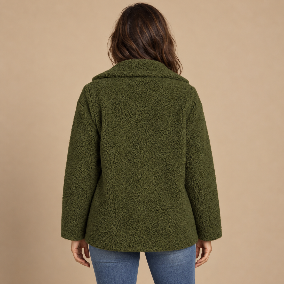 Kurtka damska teddy oversize z klapami