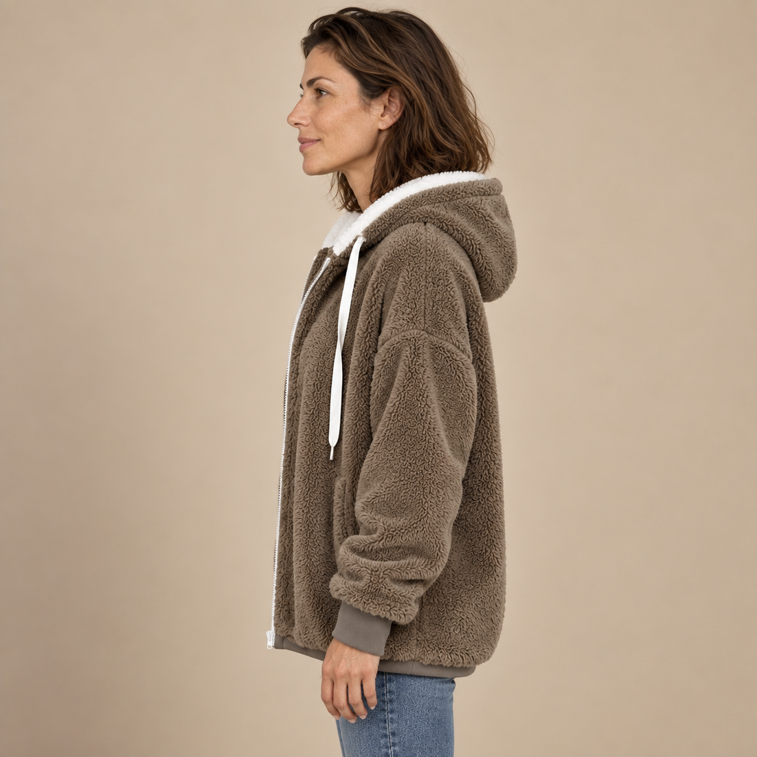 Ciepła kurtka damska teddy oversize na zimę