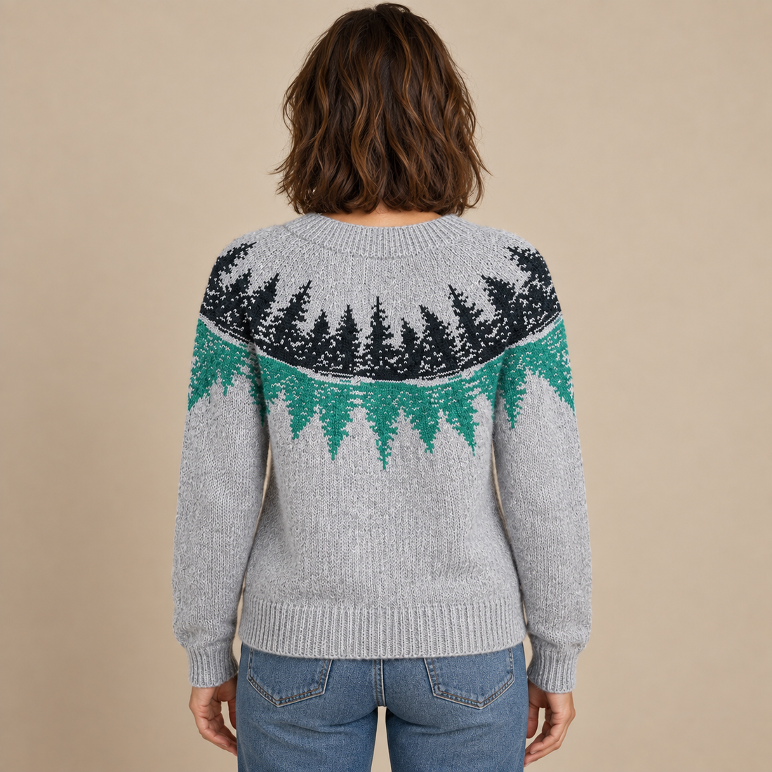 Sweter damski z efektem ombre, okrągłym dekoltem i długim rękawem