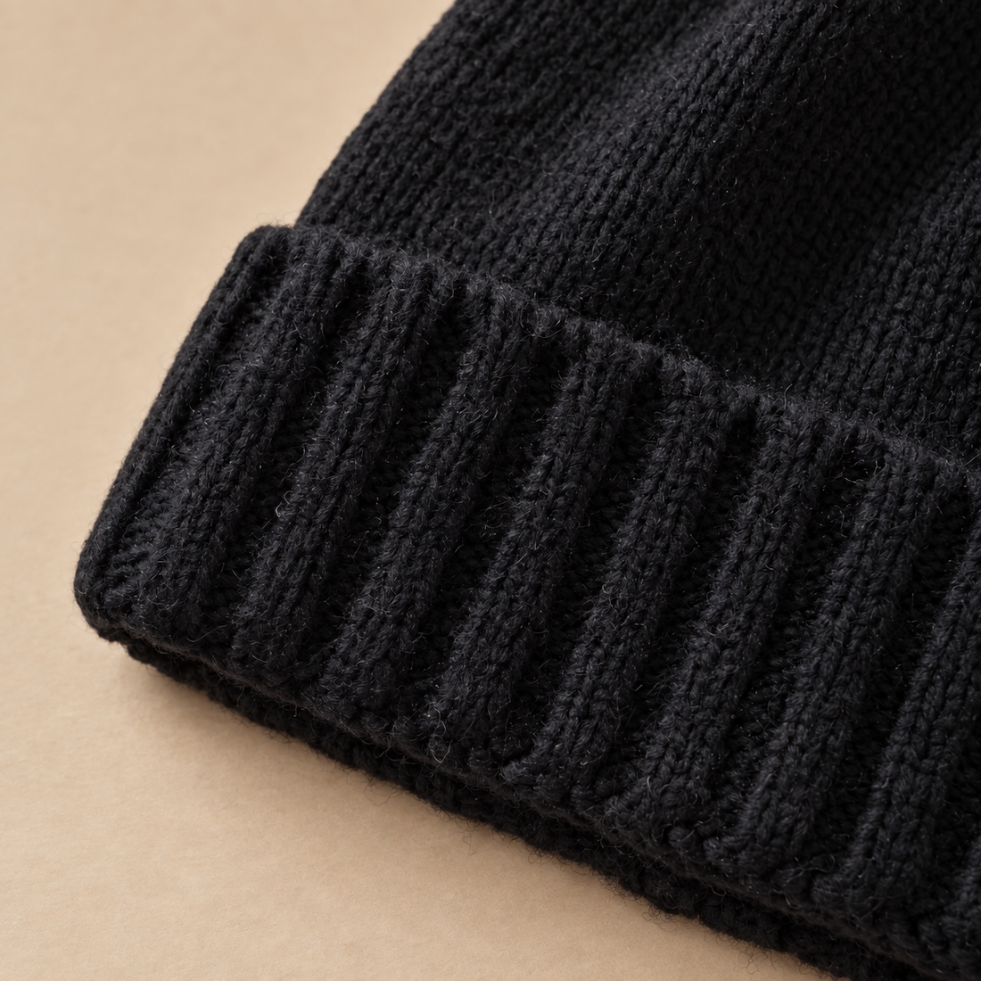 Czapka beanie męska prążkowana z kaszmiru
