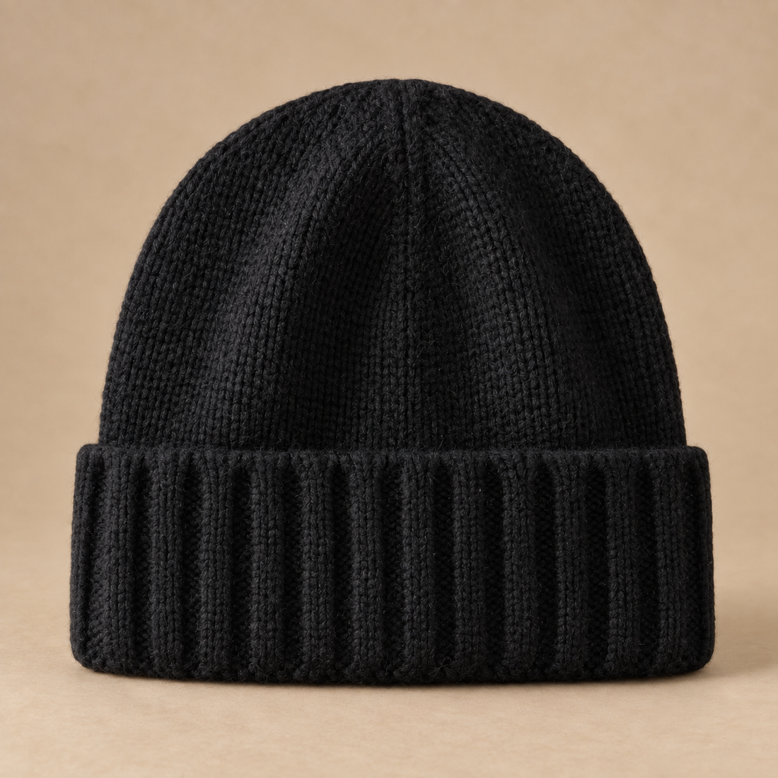 Czapka beanie męska prążkowana z kaszmiru