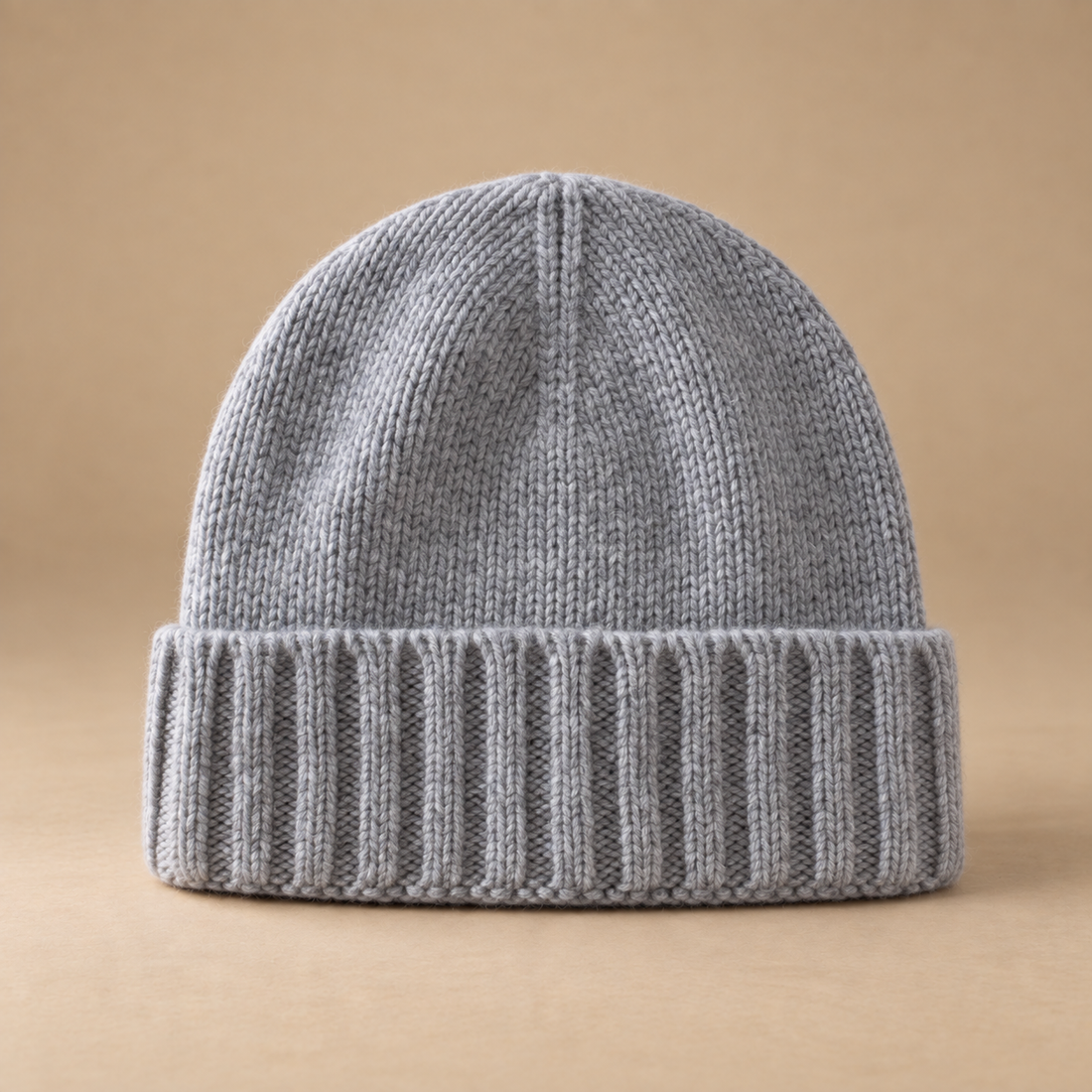 Czapka beanie męska prążkowana z kaszmiru