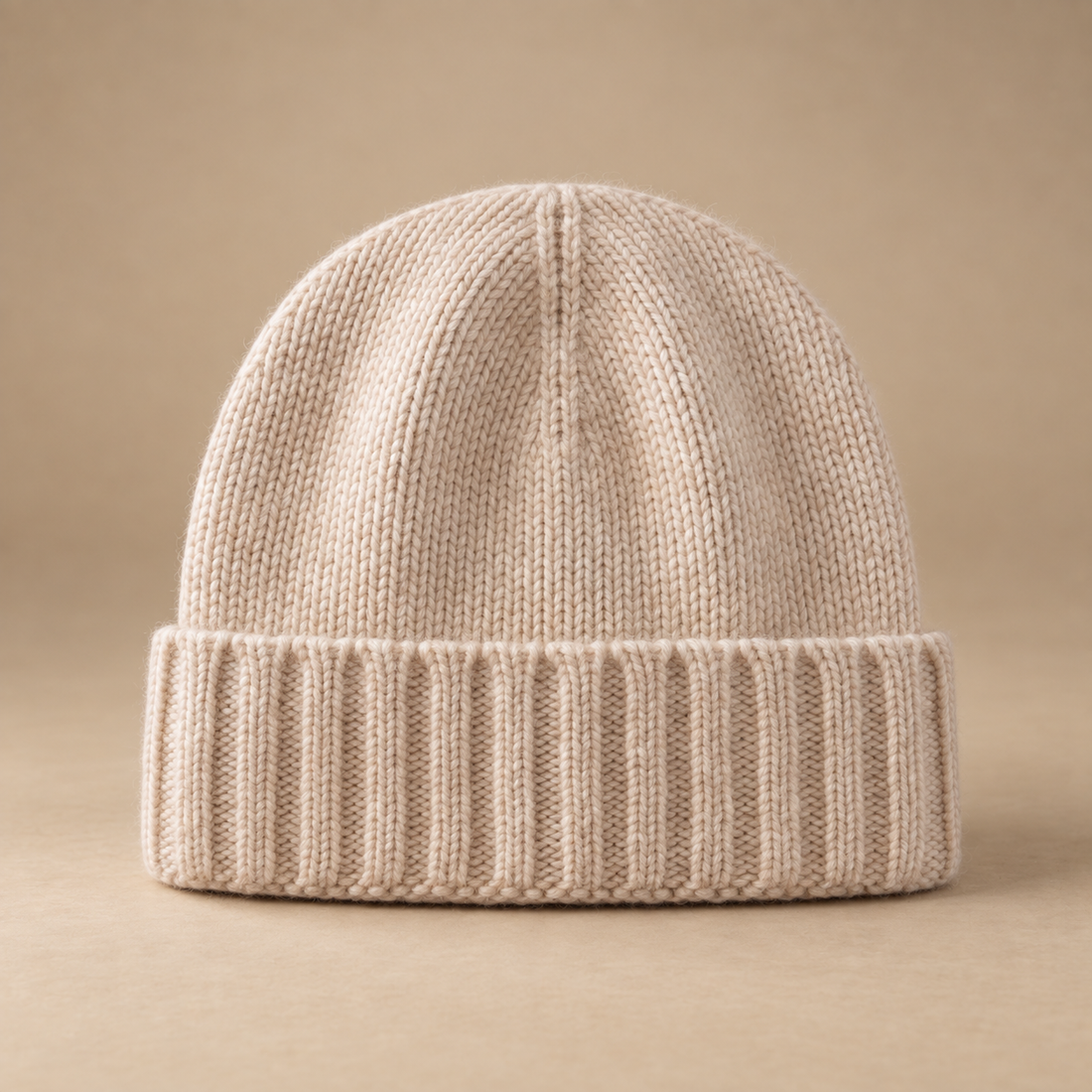 Czapka beanie męska prążkowana z kaszmiru