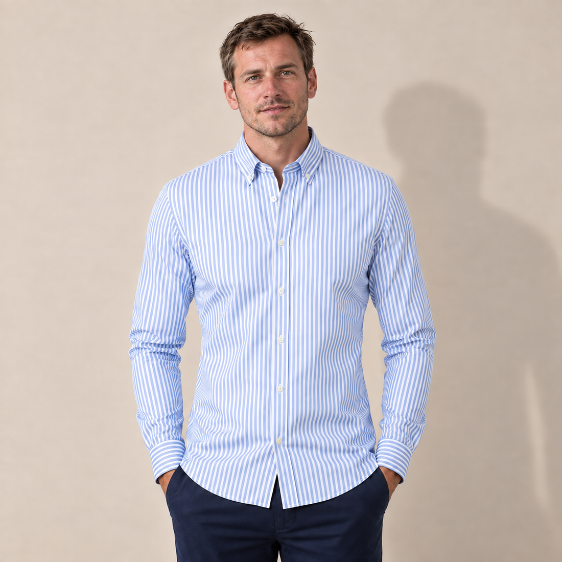 Koszula męska w paski slim fit z długim rękawem