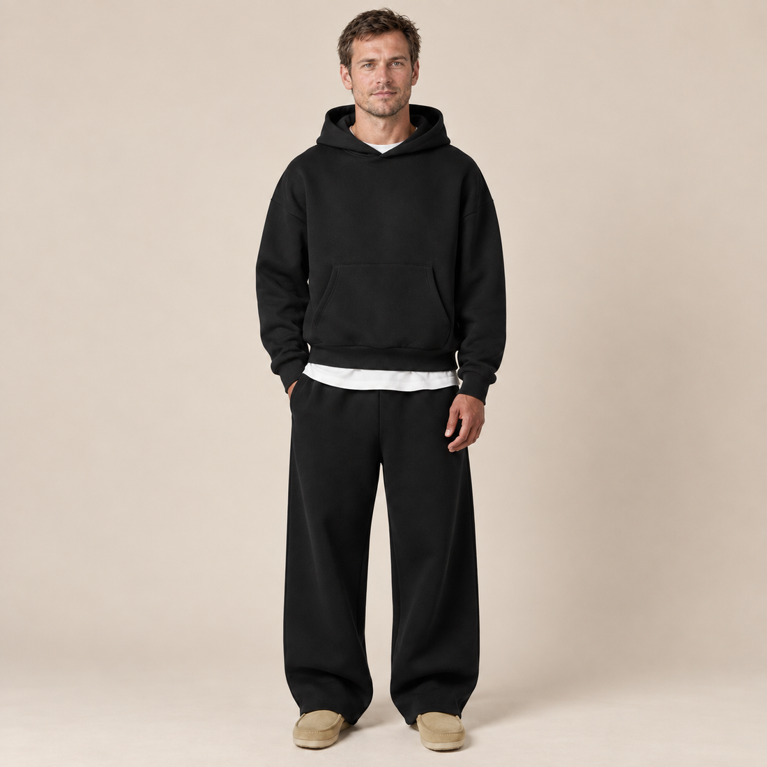 Dres męski komplet: bluza z kapturem i joggery, regular fit