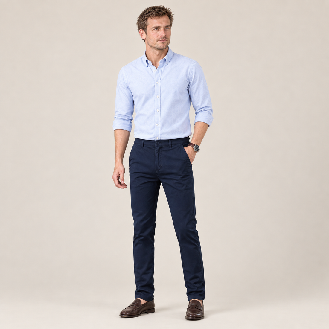 Spodnie męskie do pracy slim fit z prostą nogawką