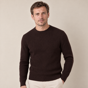 Ciemnobrązowy sweter męski prążkowany