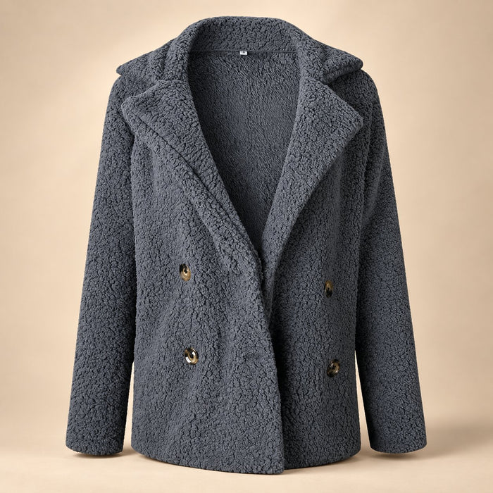 Kurtka damska teddy oversize z klapami
