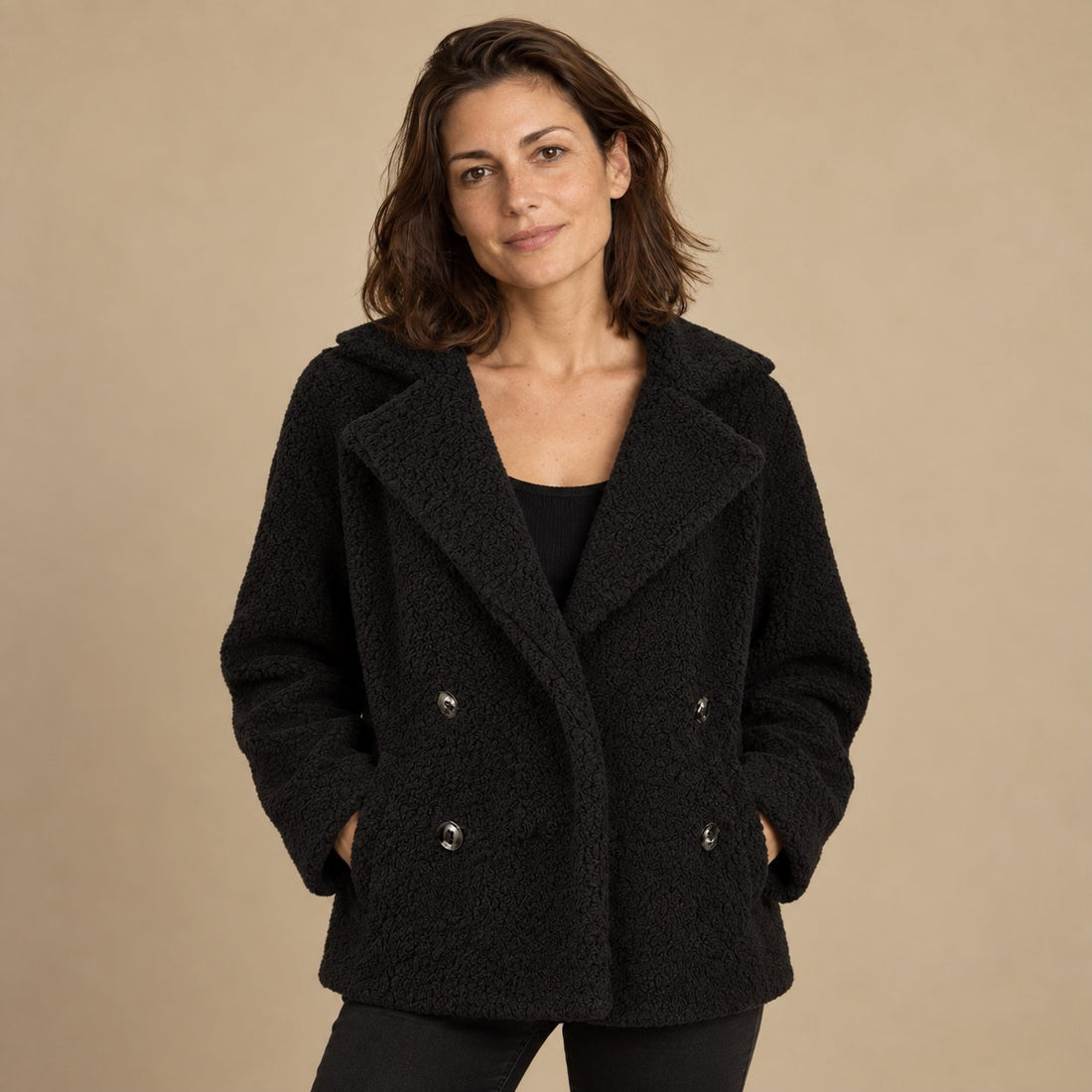 Kurtka damska teddy oversize z klapami