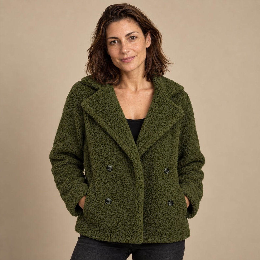 Kurtka damska teddy oversize z klapami