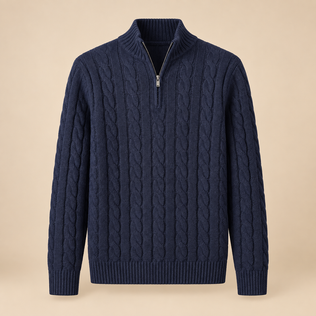 Sweter męski w warkocze na zamek z mieszanki bawełny